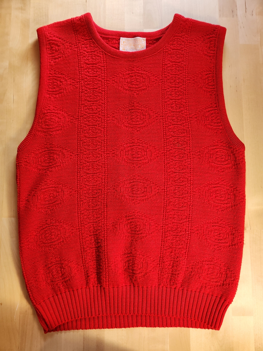 Vtg Pendleton 100% Wool Red Knit Sleeveless Sweater Vest Medium